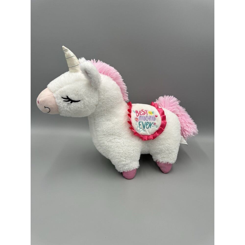 Walmart Unicorn Best Mom Ever Plush 16” Stuffed Animal White Pink Mane